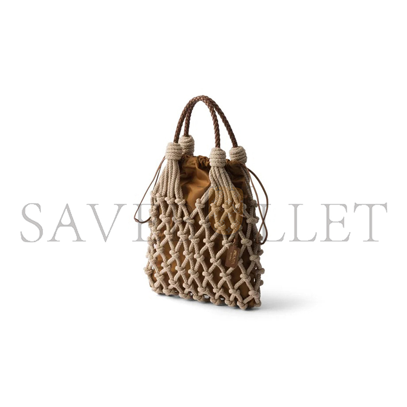 PRADA NOUÉ MEDIUM COTTON MACRAMÉ BAG 1BC111 (37*30cm)